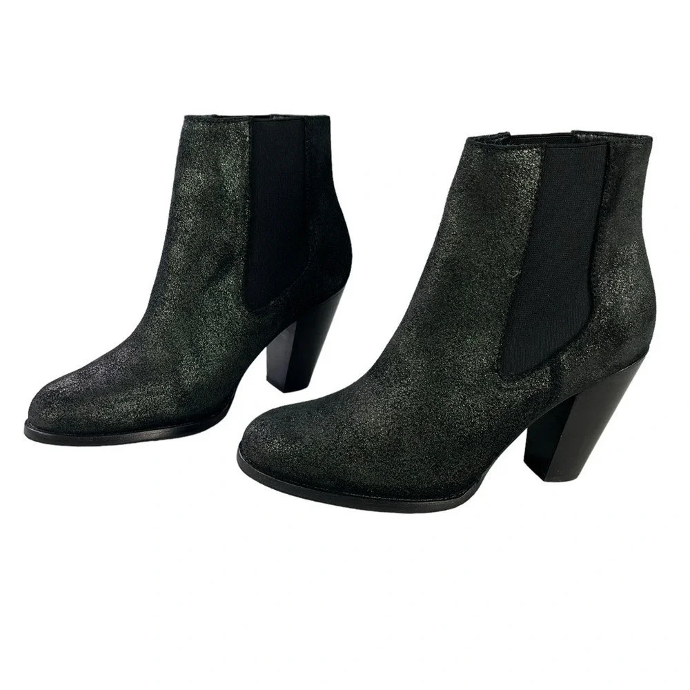 Thursday Boot Co Metallic Black Chelsea Heel Ankle Boot Western Chic Y2K Women 8